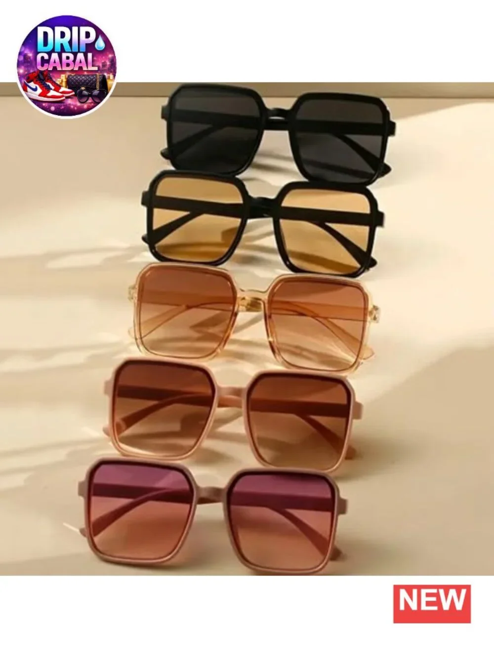 Vintage Oversized Square Sunglasses UV400 for Men Women